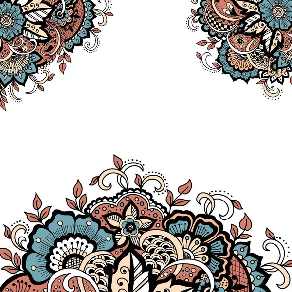 Bruiloft Uitnodiging Kaart Met Vector Abstracte Bloemenelementen Indiase Mehndi Stijl — Stockvector