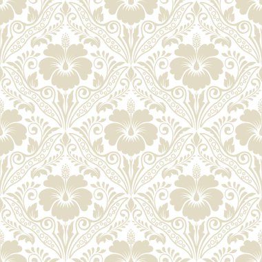 Vektör damask Dikişsiz desen arka plan. Klasik lüks eski moda damask süsleme, duvar kağıtları, tekstil, sarma için Kraliyet Viktorya Dikişsiz doku. Nefis çiçek Barok şablonu.