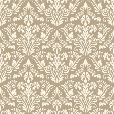 Vektör damask Dikişsiz desen arka plan. Klasik lüks eski moda damask süsleme, duvar kağıtları, tekstil, sarma için Kraliyet Viktorya Dikişsiz doku. Nefis çiçek Barok şablonu.