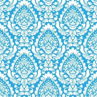 Vektör damask Dikişsiz desen arka plan. Klasik lüks eski moda damask süsleme, duvar kağıtları, tekstil, sarma için Kraliyet Viktorya Dikişsiz doku. Nefis çiçek Barok şablonu.