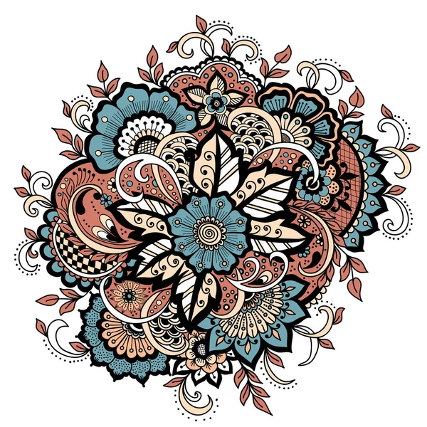 Wektorowa Ilustracja Mehndi Ornament Tradycyjny Indyjski Styl Ozdobne Elementy Kwiatowe — Wektor stockowy