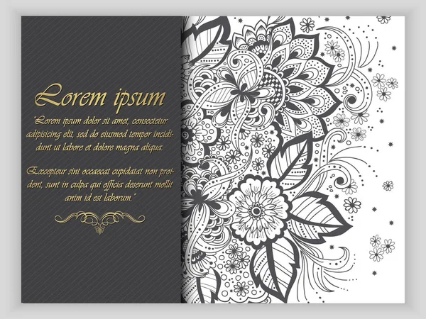 Cartão Convite Casamento Com Vetor Abstrato Elementos Florais Estilo Indiano — Vetor de Stock