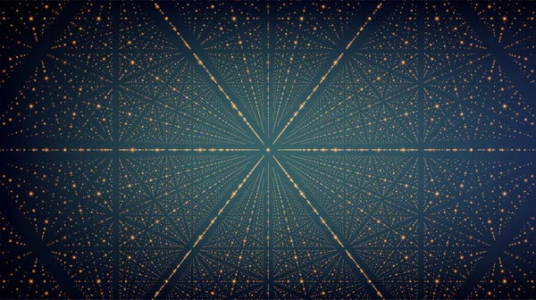 Abstrakt Vektor Bakgrund Glödande Stjärnor Med Illusion Djup Och Perspektiv — Stock vektor