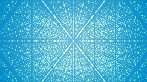 Abstracte Vectorachtergrond Matrix Van Gloeiende Sterren Met Illusie Van Diepte — Stockvector