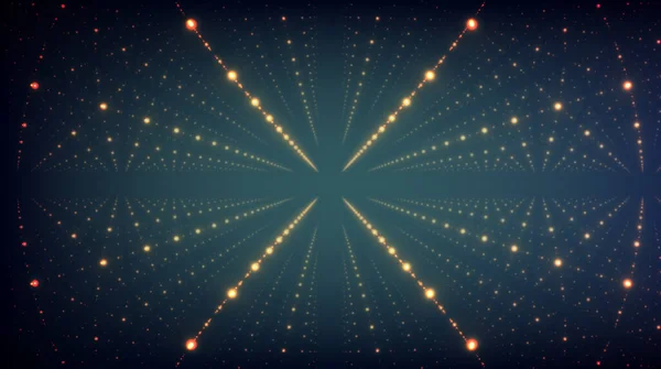 Abstrakt Vektor Bakgrund Glödande Stjärnor Med Illusion Djup Och Perspektiv — Stock vektor