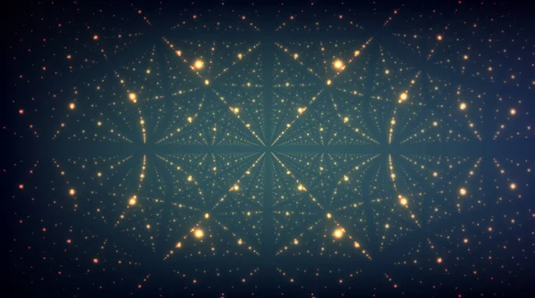 Αφηρημένο Διανυσματικό Φόντο Μήτρα Λαμπερών Αστεριών Ψευδαίσθηση Βάθους Και Προοπτικής — Διανυσματικό Αρχείο