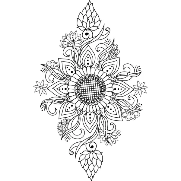 Ilustración Vectorial Del Ornamento Mehndi Estilo Indio Tradicional Elementos Florales — Vector de stock