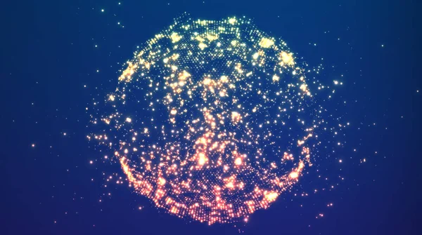 摘要矢量球体爆炸 带有发光粒子的球体爆炸 未来派技术风格 商业介绍的优雅背景 — 图库矢量图片