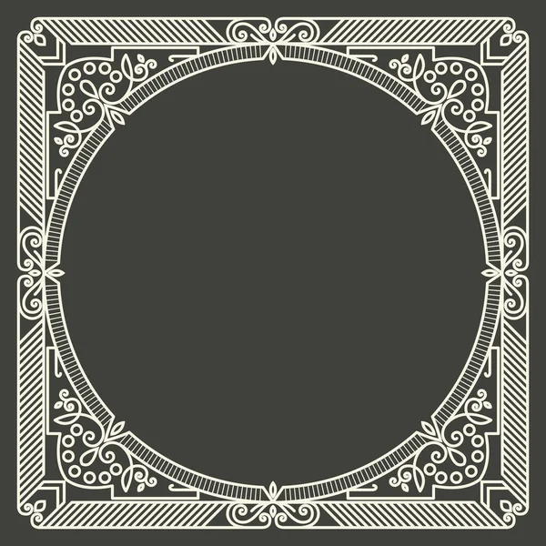 Векторная Цветочная Геометрическая Монограмма Рамка Темно Сером Фоне Элемент Дизайна — стоковый вектор