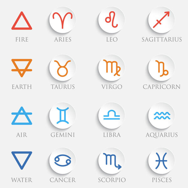 Векторные знаки Зодиака. Набор простых объемных знаков зодиака
.