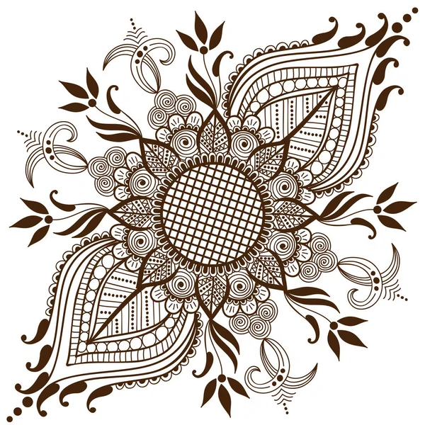Векторная Иллюстрация Орнамента Мехнди Традиционный Индийский Стиль Разнообразные Цветочные Элементы — стоковый вектор