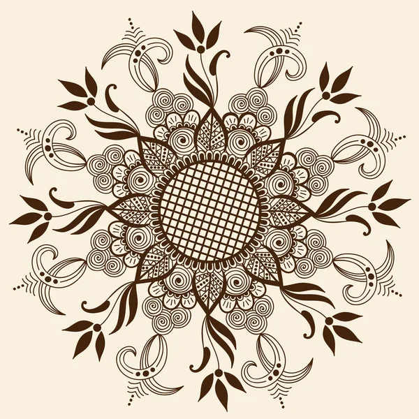 Wektorowa Ilustracja Mehndi Ornament Tradycyjny Indyjski Styl Ozdobne Elementy Kwiatowe — Wektor stockowy