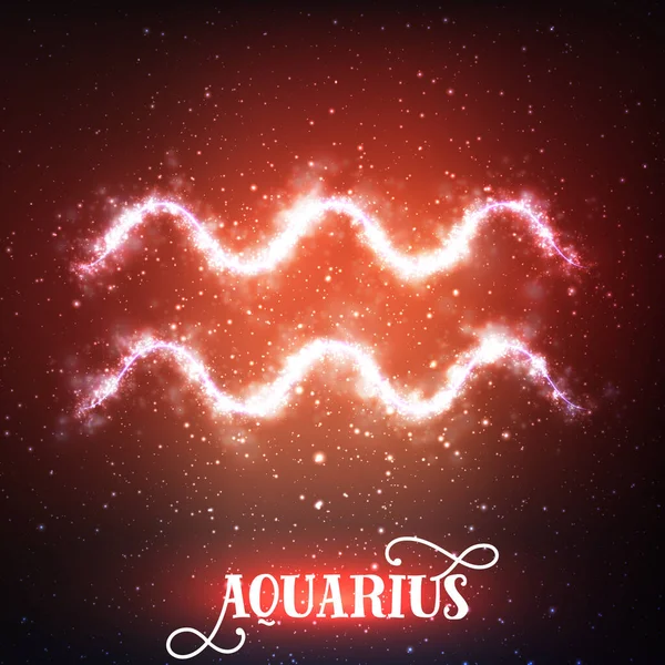 Vector Abstract Zodiac Sign Aquarius Dark Red Background Space Shining — Stock Vector