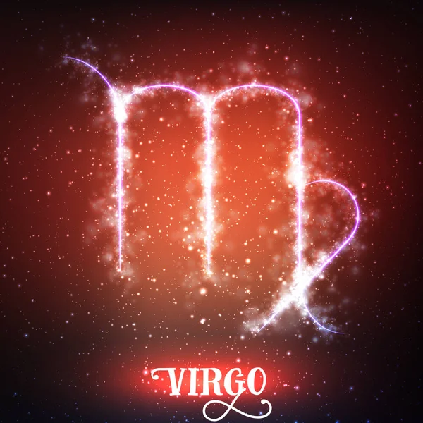 Signo Zodiacal Abstracto Vectorial Virgo Sobre Fondo Rojo Oscuro Del — Vector de stock