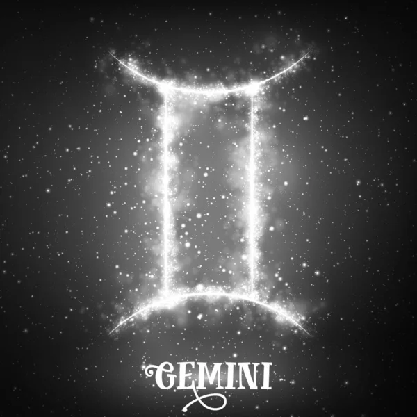 輝く星と宇宙の暗い背景にベクトル抽象的な星座ジェミニ 星座のジェミニの形で星雲 要約輝く黄道帯の標識ジェミニ 双子ギリシャ語 Didymoi — ストックベクタ
