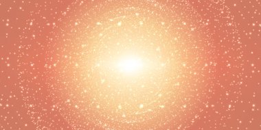 Sonsuz uzay arkaplanı vektörü. Derinlik ve perspektif yanılsaması ile parlayan yıldızların birleşimi. Nebulanın ışıldayan yıldızları. Açık turuncu arkaplanda soyut geleceksel hiperuzay evreni.