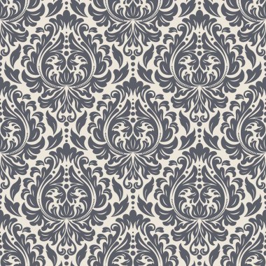 Vektör damask Dikişsiz desen arka plan. Klasik lüks eski moda damask süsleme, duvar kağıtları, tekstil, sarma için Kraliyet Viktorya Dikişsiz doku. Nefis çiçek Barok şablonu.