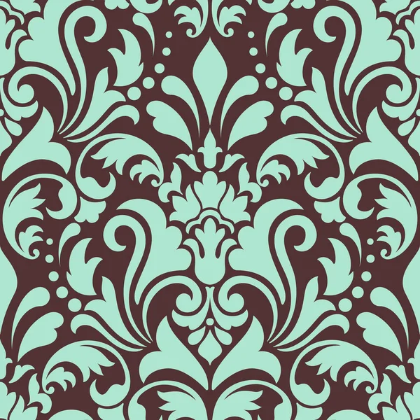 Vektör damaske desen elementi. Klasik lüks, eski moda İspanyol süsü, duvar kağıtları, tekstil ve ambalaj için kraliyet Victoria dönemi dikişsiz dokusu. Zarif çiçekli barok şablonu.