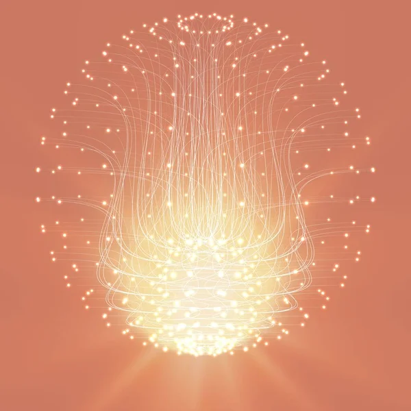 Abstrakcyjny Wektorowy Cyber Kwiat Sfera Bioluminescencyjnych Macek Świecącymi Końcówkami Futurystyczny — Wektor stockowy
