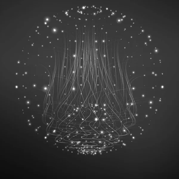 Абстрактный Векторный Кибер Цветок Сфера Биолюминесцентных Щупалец Светящимися Кончиками Футуристический — стоковый вектор