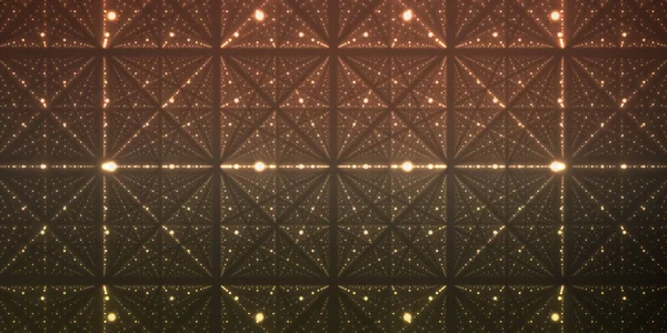 矢量无限空间背景 具有深度和透视的幻象的发光恒星矩阵 几何背景 点阵为晶格节点 黑暗背景下的抽象未来主义宇宙 — 图库矢量图片