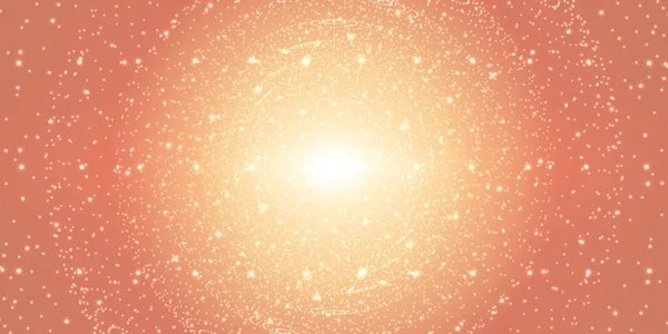 ベクトル無限空間背景 深さと視点の錯覚を持つ輝く星の行列 星雲の輝く星 概要明るいオレンジ色の背景を持つ未来的な超宇宙 — ストックベクタ