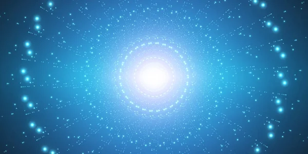 ベクトル無限空間背景 深さと視点の錯覚を持つ輝く星の行列 星雲の輝く星 概要光の青の背景にある未来的な超宇宙 — ストックベクタ