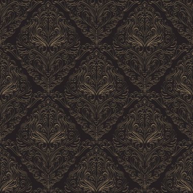 Vektör damask Dikişsiz desen arka plan. Klasik lüks eski moda damask süsleme, duvar kağıtları, tekstil, sarma için Kraliyet Viktorya Dikişsiz doku. Nefis çiçek Barok şablonu.