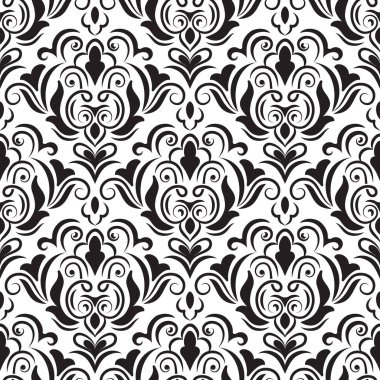Vektör damask Dikişsiz desen arka plan. Klasik lüks eski moda damask süsleme, duvar kağıtları, tekstil, sarma için Kraliyet Viktorya Dikişsiz doku. Nefis çiçek Barok şablonu.