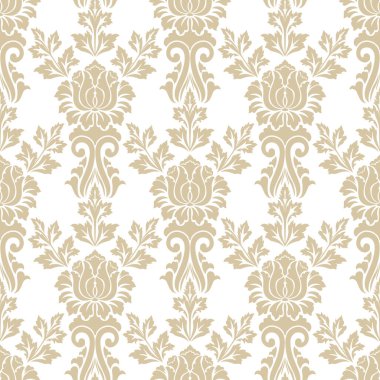 Vektör damask Dikişsiz desen arka plan. Klasik lüks eski moda damask süsleme, duvar kağıtları, tekstil, sarma için Kraliyet Viktorya Dikişsiz doku. Nefis çiçek Barok şablonu.