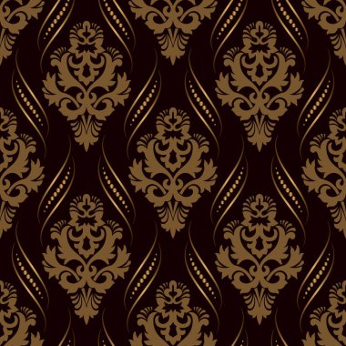Vektör damask Dikişsiz desen arka plan. Klasik lüks eski moda damask süsleme, duvar kağıtları, tekstil, sarma için Kraliyet Viktorya Dikişsiz doku. Nefis çiçek Barok şablonu.