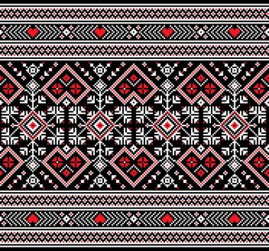 Ukrayna folklorik desensiz süslemesinin vektör çizimi. Etnik süs. Sınır elemanı. Geleneksel Ukraynalı, Belarus halk sanatı işlemeli desen - Vyshyvanka