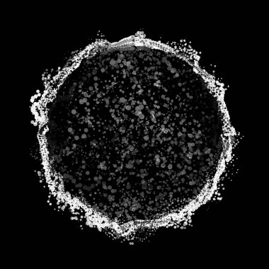Soyut gri ölçekli vektör ağ arkaplanı. Nokta dizisi. Işıldayan noktalar halkası. Gelecekçi teknoloji tarzı. Tek renkli olsun. İş sunumları için zarif arkaplan.