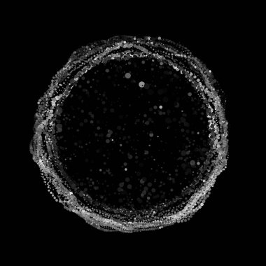 Soyut gri ölçekli vektör ağ arkaplanı. Nokta dizisi. Işıldayan noktalar halkası. Gelecekçi teknoloji tarzı. Tek renkli olsun. İş sunumları için zarif arkaplan.