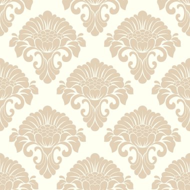 Vektör damask Dikişsiz desen arka plan. Klasik lüks eski moda damask süsleme, duvar kağıtları, tekstil, sarma için Kraliyet Viktorya Dikişsiz doku. Nefis çiçek Barok şablonu.