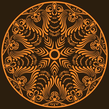 Çiçeklerin etrafını sarın. Arabesk elementleriyle süslü, yuvarlak dantel bir vektör. Mehndi tarzı. Geleneksel Doğu süsü. Boho tarzı yuvarlak süs.