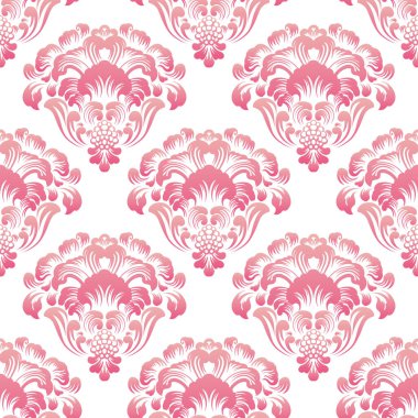 Vektör damask Dikişsiz desen arka plan. Klasik lüks eski moda damask süsleme, duvar kağıtları, tekstil, sarma için Kraliyet Viktorya Dikişsiz doku. Nefis çiçek Barok şablonu.