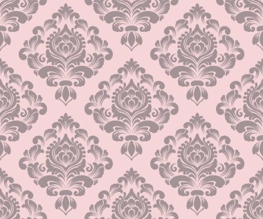 Vektör damask Dikişsiz desen arka plan. Klasik lüks eski moda damask süsleme, duvar kağıtları, tekstil, sarma için Kraliyet Viktorya Dikişsiz doku. Nefis çiçek Barok şablonu.