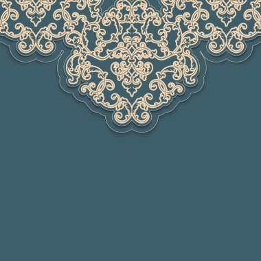 Hint mehndi tarzında soyut arabesk elementlerinin vektörü. Soyut arabesk çiçek vektör çizimi. Tasarım ögesi.