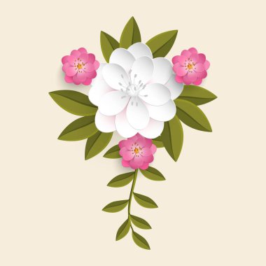 Sayfa dekorasyonu için vektör çiçek tasarımı ögesi. Yapraklı çiçekler. Işık arka planında. Zarif çiçek kompozisyonu. Ses düzeyi çiçekleri.