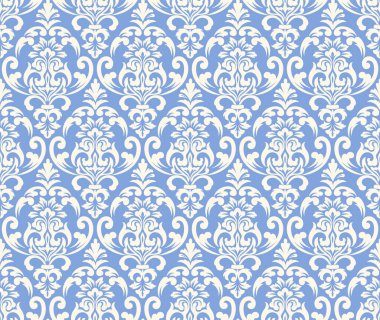 Vektör damask Dikişsiz desen arka plan. Klasik lüks eski moda damask süsleme, duvar kağıtları, tekstil, sarma için Kraliyet Viktorya Dikişsiz doku. Nefis çiçek Barok şablonu.