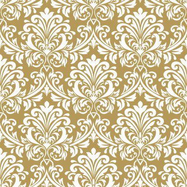 Vektör damask Dikişsiz desen arka plan. Klasik lüks eski moda damask süsleme, duvar kağıtları, tekstil, sarma için Kraliyet Viktorya Dikişsiz doku. Nefis çiçek Barok şablonu.