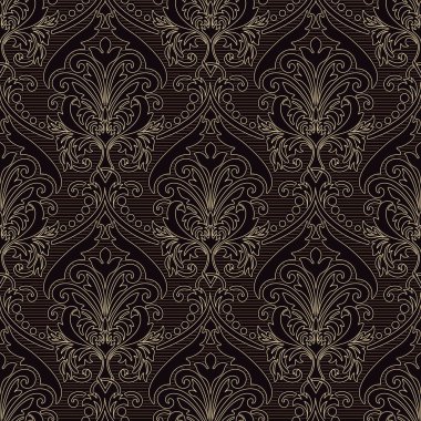 Vektör damask Dikişsiz desen arka plan. Klasik lüks eski moda damask süsleme, duvar kağıtları, tekstil, sarma için Kraliyet Viktorya Dikişsiz doku. Nefis çiçek Barok şablonu.