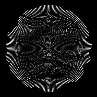 Karanlık arka planda soyut vektör beyaz ağı. Fütürist stil kartı. İş sunumları için zarif bir geçmiş. Yozlaşmış nokta küresi. Kaos Estetiği.