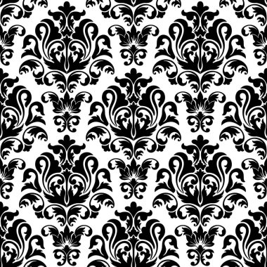 Vektör damask Dikişsiz desen arka plan. Klasik lüks eski moda damask süsleme, duvar kağıtları, tekstil, sarma için Kraliyet Viktorya Dikişsiz doku. Nefis çiçek Barok şablonu.