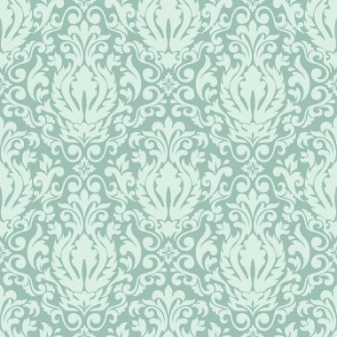 Vektör damask Dikişsiz desen arka plan. Klasik lüks eski moda damask süsleme, duvar kağıtları, tekstil, sarma için Kraliyet Viktorya Dikişsiz doku. Nefis çiçek Barok şablonu.