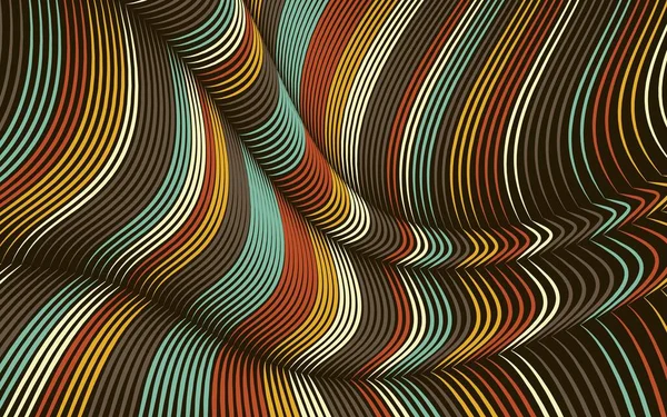 Vektör eğri çizgileri arkaplanı. İpek şeklindeki hacim kıvrımları gibi bükülmüş esnek çizgiler. Değişken genişlikte renkli çizgiler. Modern soyut yaratıcı arkaplan.