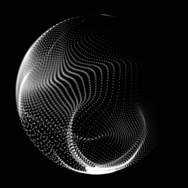 Vecteur Abstrait Détruit Sphères Maillage Sphère Divisant Points Style Technologique — Image vectorielle