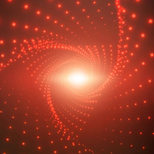 Векторный Бесконечный Треугольный Скрученный Туннель Блистающих Вспышек Красном Фоне Светящиеся — стоковый вектор
