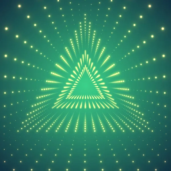 Vector Túnel Triangular Infinito Destellos Brillantes Sobre Fondo Verde Los — Archivo Imágenes Vectoriales